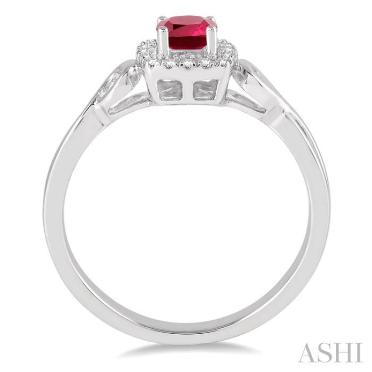 Cushion Shape Gemstone & Halo Diamond Ring