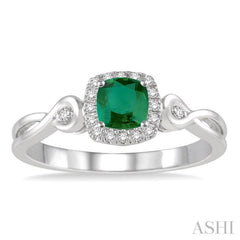 Cushion Shape Gemstone & Halo Diamond Ring