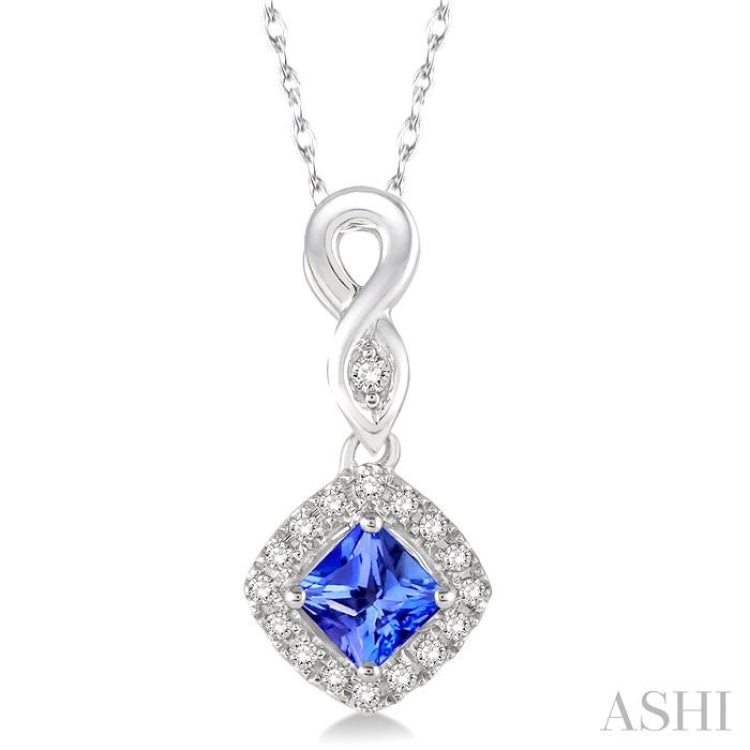 Cushion Shape Gemstone & Halo Diamond Pendant