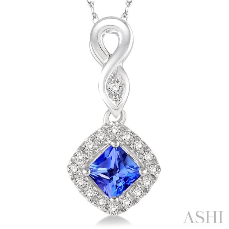 Cushion Shape Gemstone & Halo Diamond Pendant