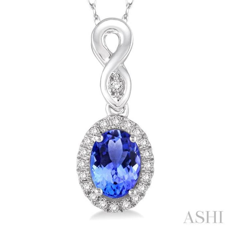 Oval Shape Gemstone & Halo Diamond Pendant