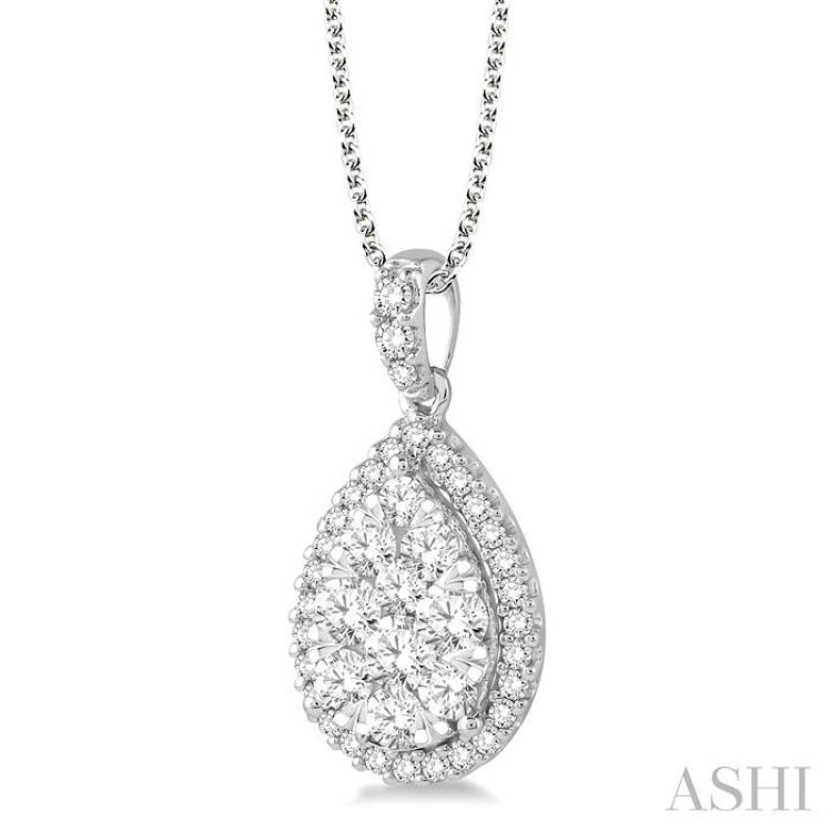 Pear Shape Halo Lovebright Essential Diamond Pendant