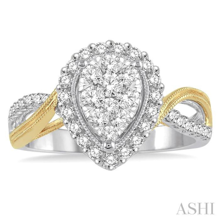 Pear Shape Halo Lovebright Diamond Ring