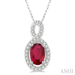 Oval Shape Gemstone & Halo Diamond Pendant