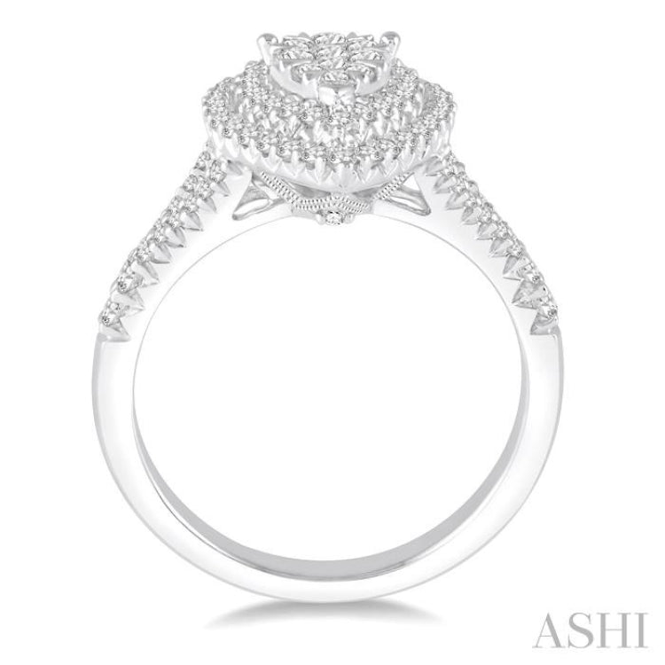 Pear Shape Halo Lovebright Diamond Engagement Ring