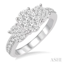 Oval Shape Past Present & Future Lovebright Essential Diamond Engagement Ring