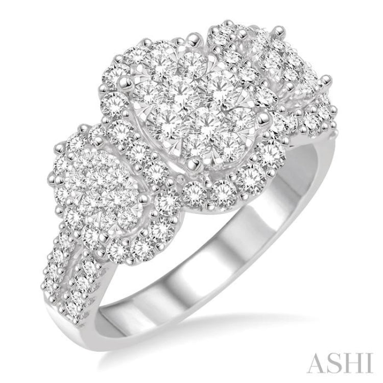 Oval Shape Past Present & Future Halo Lovebright Diamond Engagement Ring