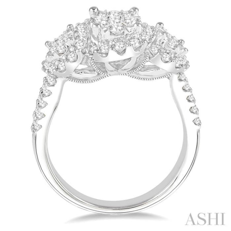 Oval Shape Past Present & Future Halo Lovebright Diamond Engagement Ring