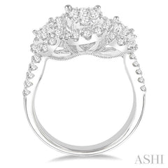 Oval Shape Past Present & Future Halo Lovebright Diamond Engagement Ring