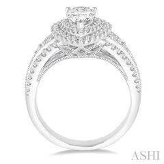 Pear Shape Semi-Mount Halo Diamond Engagement Ring