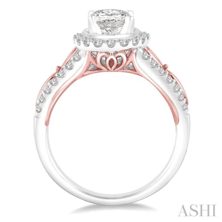 Oval Shape Semi-Mount Halo Diamond Engagement Ring