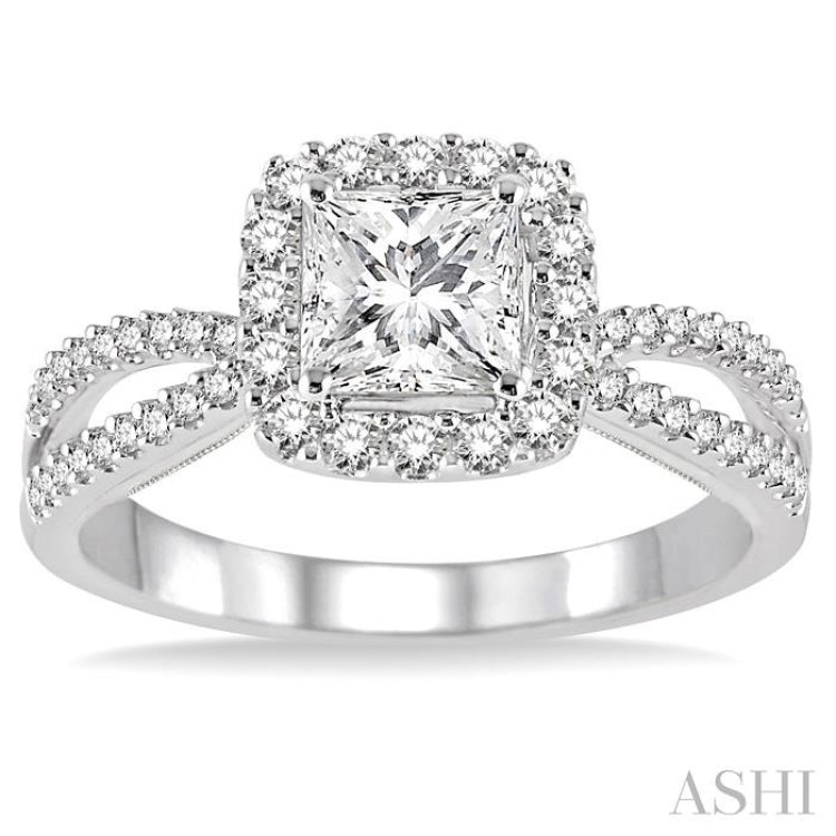 Princess Shape Halo Diamond Engagement Ring