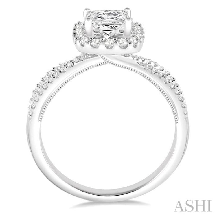 Princess Shape Halo Diamond Engagement Ring