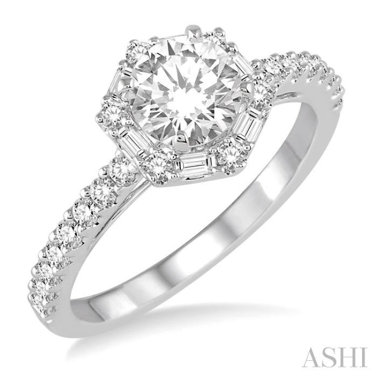 Round Shape Halo Diamond Engagement Ring