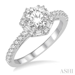 Round Shape Halo Diamond Engagement Ring