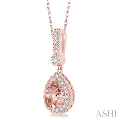 Pear Shape Gemstone & Halo Diamond Pendant