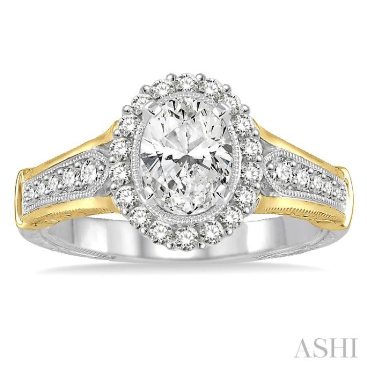 Oval Shape Halo Diamond Engagement Ring