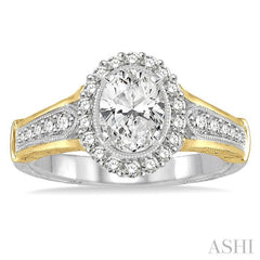 Oval Shape Halo Diamond Engagement Ring