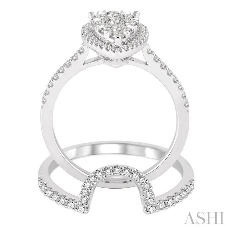 Pear Shape Halo Lovebright Diamond Wedding Set