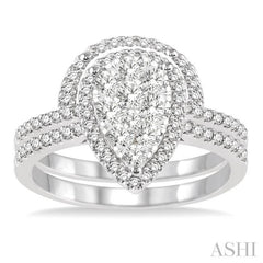 Pear Shape Halo Lovebright Diamond Wedding Set