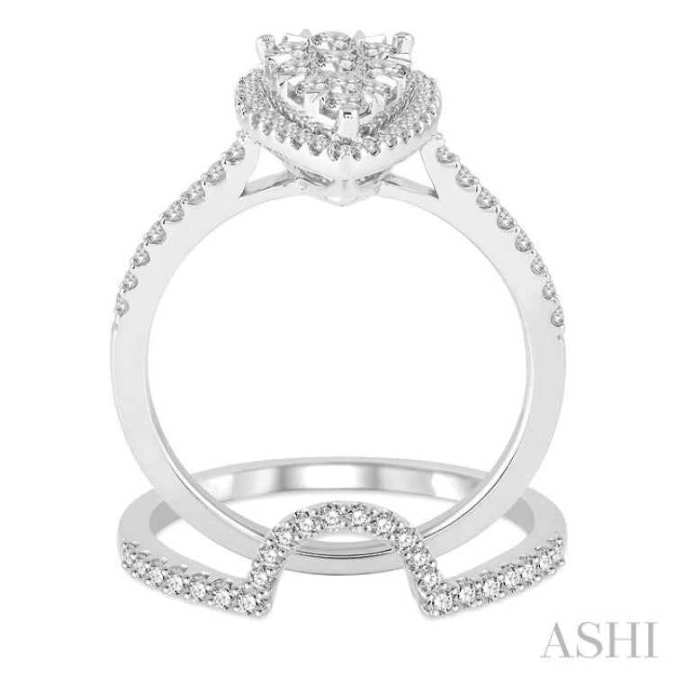 Pear Shape Halo Lovebright Diamond Wedding Set