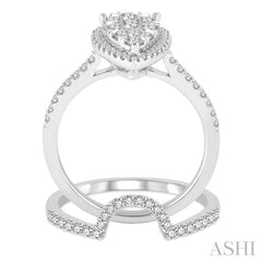 Pear Shape Halo Lovebright Diamond Wedding Set