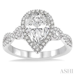 Pear Shape Semi-Mount Halo Diamond Engagement Ring