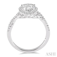 Pear Shape Semi-Mount Halo Diamond Engagement Ring