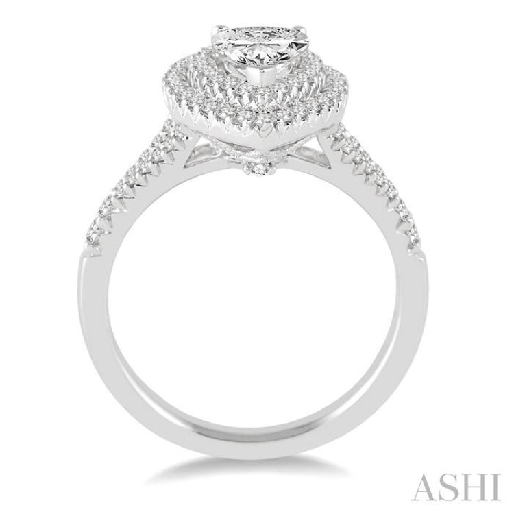 Pear Shape Semi-Mount Halo Diamond Engagement Ring