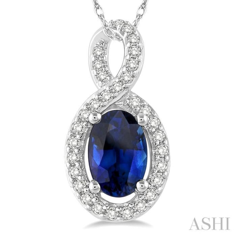 Oval Shape Gemstone & Halo Diamond Pendant