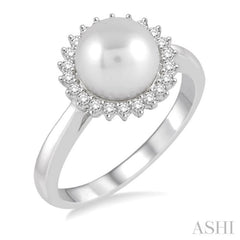 Pearl & Halo Diamond Ring