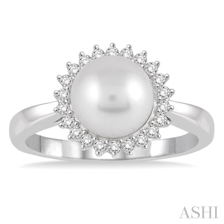 Pearl & Halo Diamond Ring