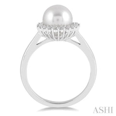 Pearl & Halo Diamond Ring