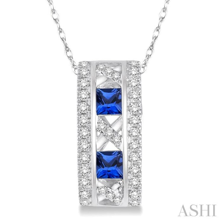 Princess Shape Gemstone & Diamond Pendant