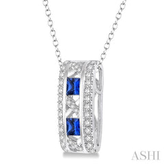 Princess Shape Gemstone & Diamond Pendant