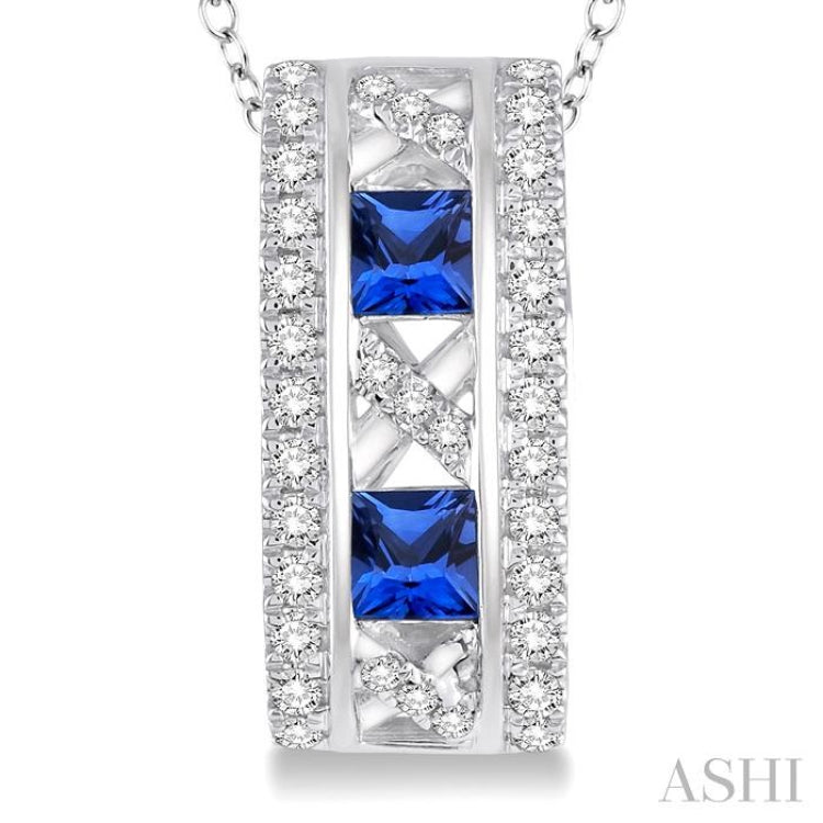 Princess Shape Gemstone & Diamond Pendant