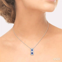 Princess Shape Gemstone & Diamond Pendant