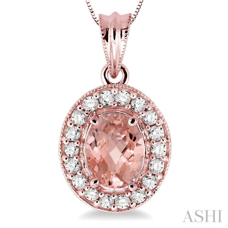 Oval Shape Gemstone & Halo Diamond Pendant