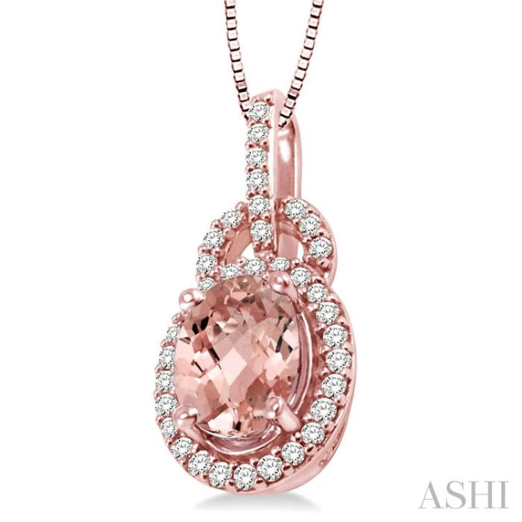 Oval Shape Gemstone & Halo Diamond Pendant