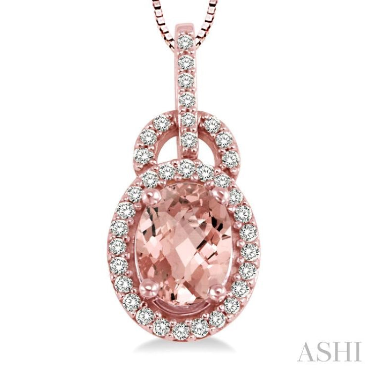 Oval Shape Gemstone & Halo Diamond Pendant