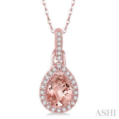 Pear Shape Gemstone & Halo Diamond Pendant