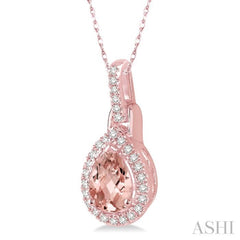 Pear Shape Gemstone & Halo Diamond Pendant