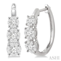 Round Shape Past Present & Future Lovebright Essential Diamond Hoop Earrings