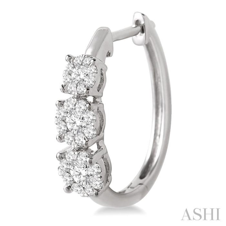 Round Shape Past Present & Future Lovebright Essential Diamond Hoop Earrings