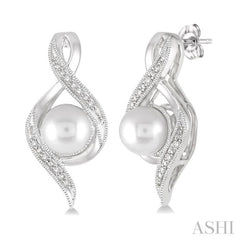 Silver Pearl & Diamond Earrings