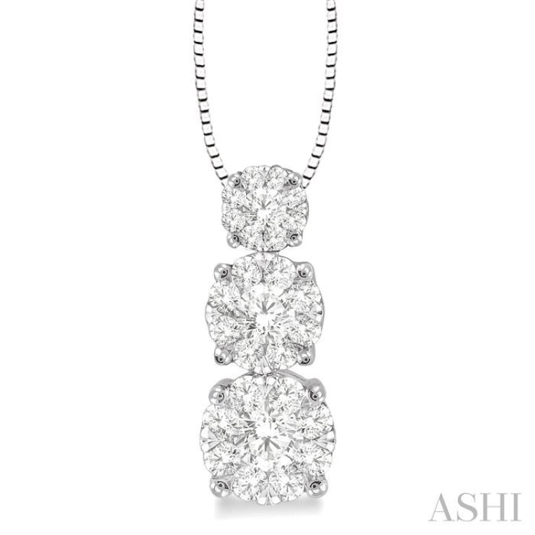 Round Shape Past Present & Future Lovebright Essential Diamond Pendant