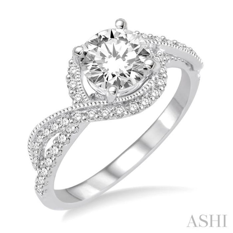 Round Shape Semi-Mount Diamond Engagement Ring