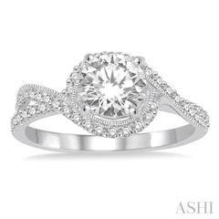 Round Shape Semi-Mount Diamond Engagement Ring