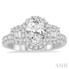 Oval Shape Semi-Mount Halo Diamond Engagement Ring