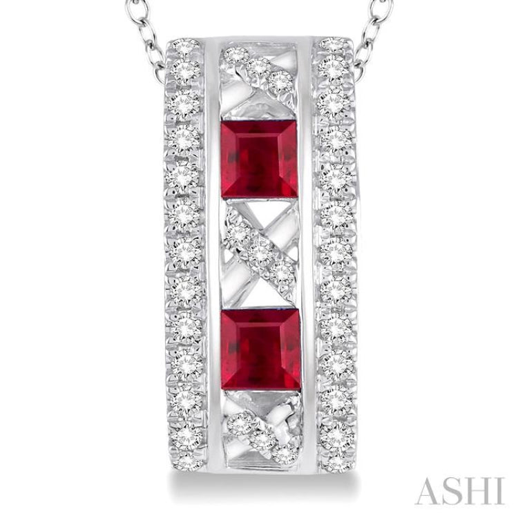 Princess Shape Gemstone & Diamond Pendant